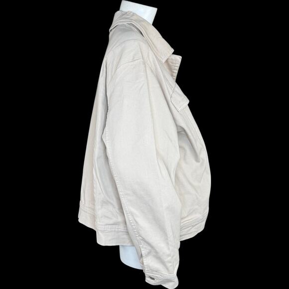 Denim & Co. Signature Color Perfect Flex Denim Jacket Stone Kacki 3X - Picture 10 of 15